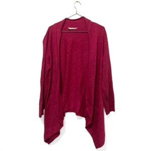 Eileen Fisher Hot Pink Barbie Open-Front Waterfall Linen Cardigan Size Medium